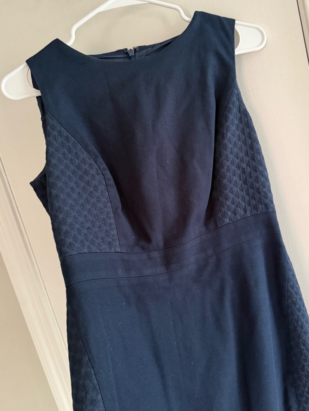 J. Crew Textured Panel Navy Midi Dress Size 6 - Picture 3 of 8